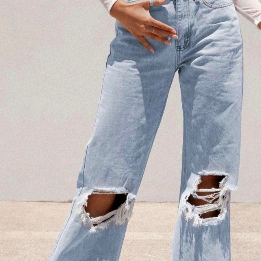 Princess Polly Light Blue Distressed Women Jeans